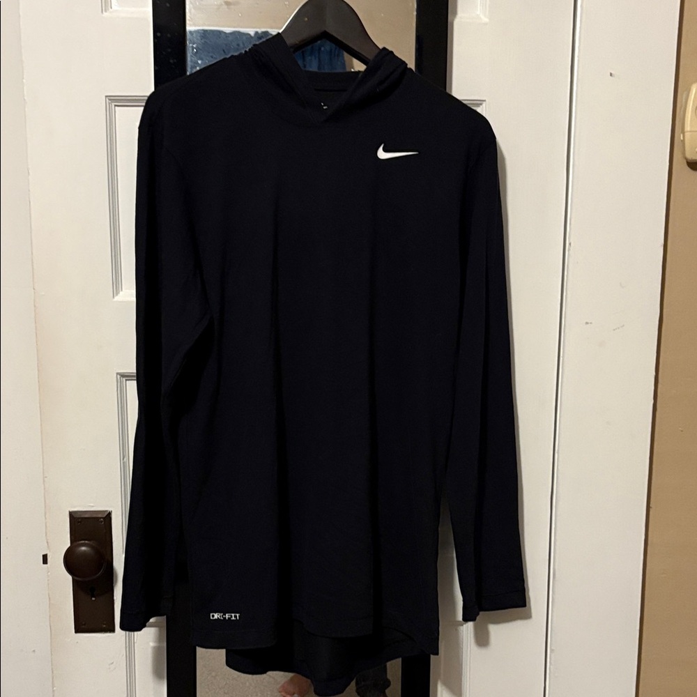 Nike Black Long Sleeve Hoodie with White Logo